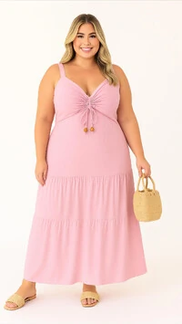 Vestido longo viscolinho premium planet