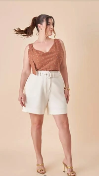 shorts adele com cinto alfaiataria upper