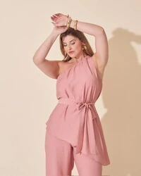 blusa um ombro viscose e poliamida assimetrica kayla