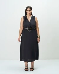vestido decote transpassado classica quebela