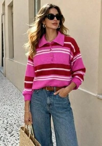 Blusa tricot listra polo planet