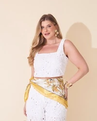 cropped bordado algodao lasie kayla