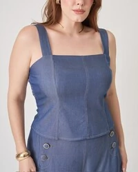 cropped corset denim spandex upper