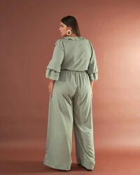 conjunto romantic calca reta+ blusa jabour quebela