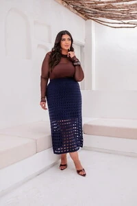 Saia tricot modal colmeia midi planet