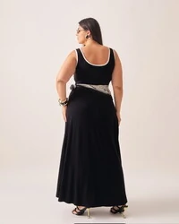 vestido malha de viscose bicolor kayla