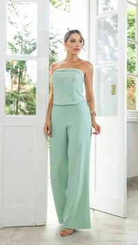 pre venda conjunto corselet em renda com pantalona divas