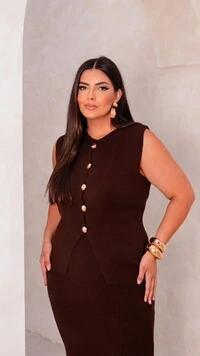 Colete botoes tricot modal planet