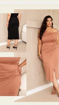 Saia midi crepe moss upper sabrina