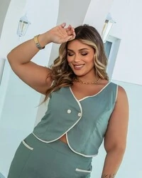 pre venda conjunto detalhe vivo bicolor alfaiataria sarjado mr fr