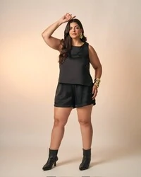 shorts acetinado poliester melissa kayla