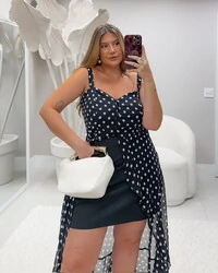 pre venda blusa boho mullet de poa crepe fluido bellah