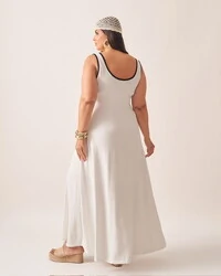 vestido malha de viscose bicolor kayla