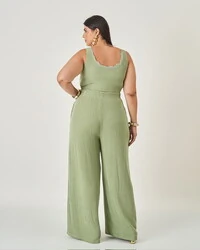 regata malha kayla com renda e botao