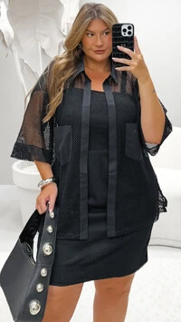 Pre venda conjunto vestido e camisa em tela e cinto bellah