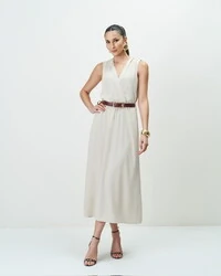 vestido decote transpassado classica quebela