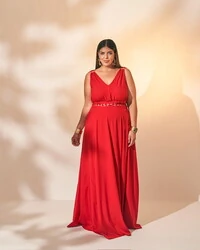 vestido longo belle trabalhado handmade quebela