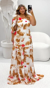 Pre venda vestido longo chiffon ramalhete milan