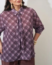 camisa linda crepe xadrez kayla