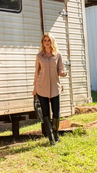 pre venda camisa over viscose sarjada rosamili