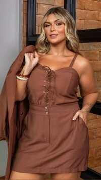 Pre venda conjunto shorts saia e cropped ilhos mr fr