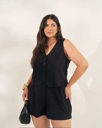 conjunto alfaitaria colete + shorts quebela