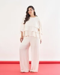 Calca ariele longo chiffon crepe e shorts forro kayla