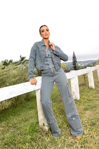 pre venda jaqueta jeans classica midi denim divas