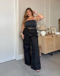 Calça wide black fofinha