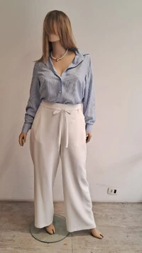 calca alfaiataria viegas com faixa hotpink