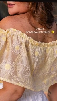 pre venda blusa cigana bordado cordone yellow mr fr