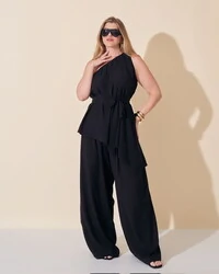 blusa um ombro viscose e poliamida assimetrica kayla