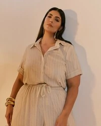 conjunto risca de giz camisa+ calca comfy e forrada 100% algodao quebela