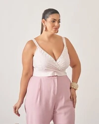 Camisa listrada+cropped com renda kayla