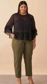 blusa peplum em crepe ggt fluido+ regata alca malha quebela