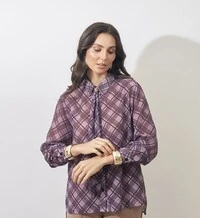 camisa linda crepe xadrez kayla