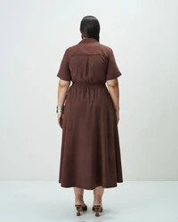 vestido evase com ziper frontal quebela