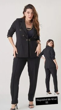 blazer scuba de alfaiataria black com elastano botoes upper