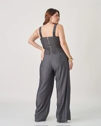 cropped corset denim spandex upper