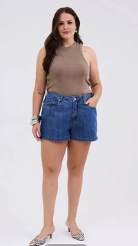 shorts jeans confort feminino plus izzat