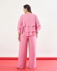 Calca ariele longo chiffon crepe e shorts forro kayla