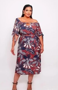 PROMO SEM TROCA Vestido estampa follhas Predil