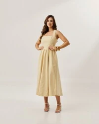 vestido colonial em tricoline com elastano e elastico costa quebela