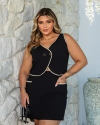 pre venda conjunto detalhe vivo bicolor alfaiataria sarjado mr fr