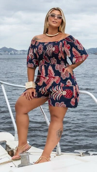 Pre venda macaquinho viscose estampa digital mr fr