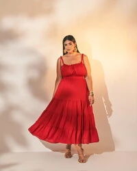 vestido midi franzido quebela