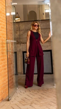 pre venda colete alongado linho premium com um botao tellos