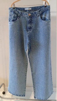 calca jeans widleg strass f