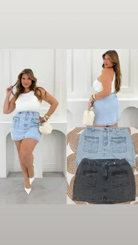 saia shorts jeans black estonado hotpink