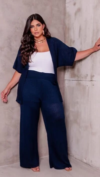 conjunto tricot solo kimono+ calca com forro embutido planet